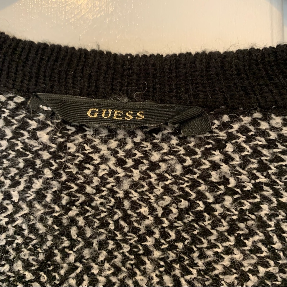 Guess black and white wool poncho draped cardigan sweater - Picture 2 of 8